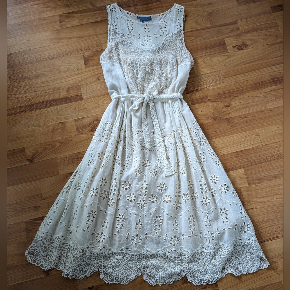 Anthropologie Lil Windward Lace Midi Dress in Cream - Picture 8 of 15